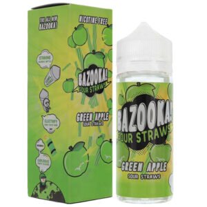 Bazooka Sour Straws Green Apple Shortfill E-Liquid 100ml