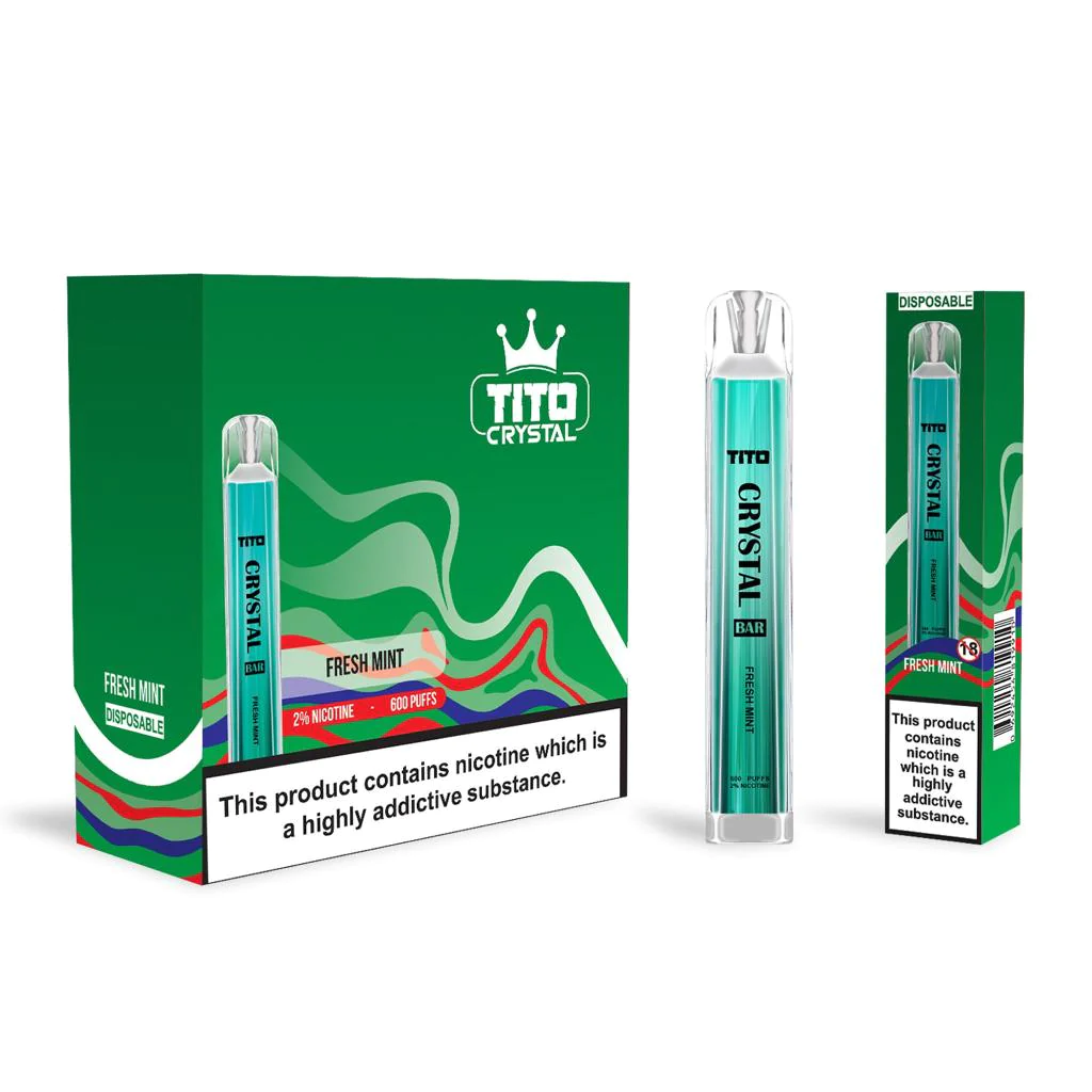 Fresh Mint Tito Crystal Bar 600 Puffs Disposable Vape Device (Pack of ...